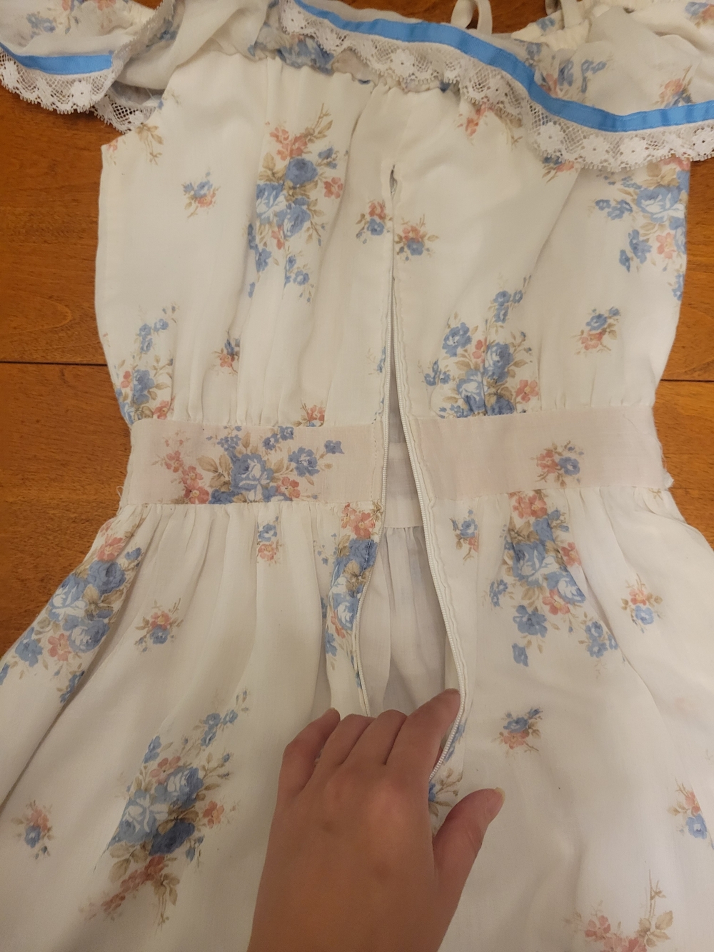 Vintage 70s Style Floral Off-Shoulder Midi Dress With Straps XXS-XS Cottagecore - Picture 12 of 16
